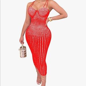 Women’s Red Rhinestone Dress